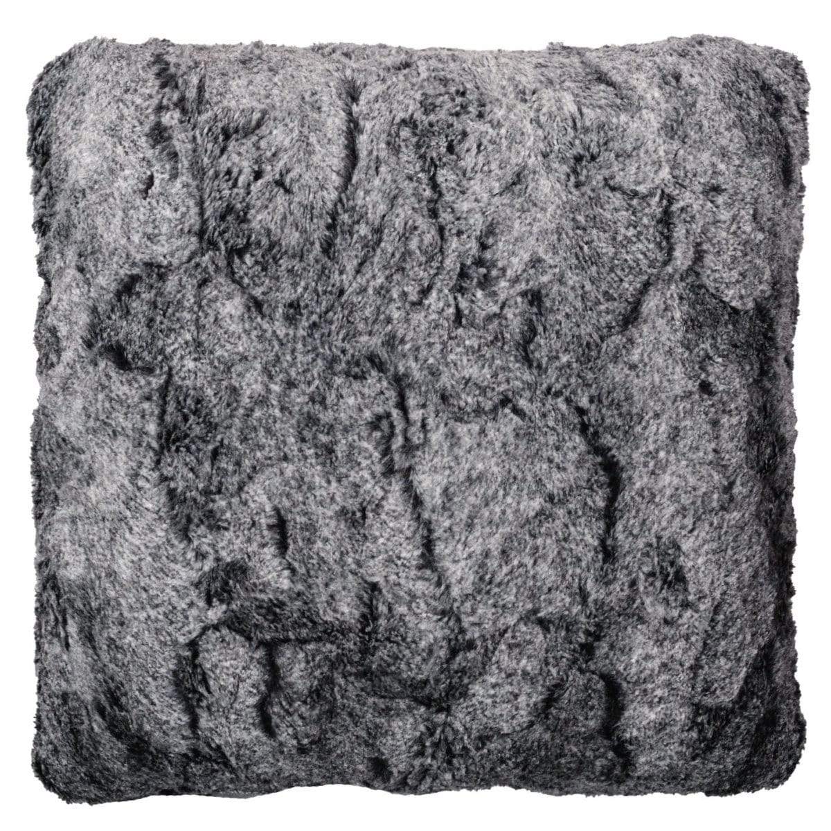  Pillow Shams in Nimbus| Luxury Faux Fur decorative pillow Black and Gray | Handmade by Pandemonium Millinery Seattle, WA usa