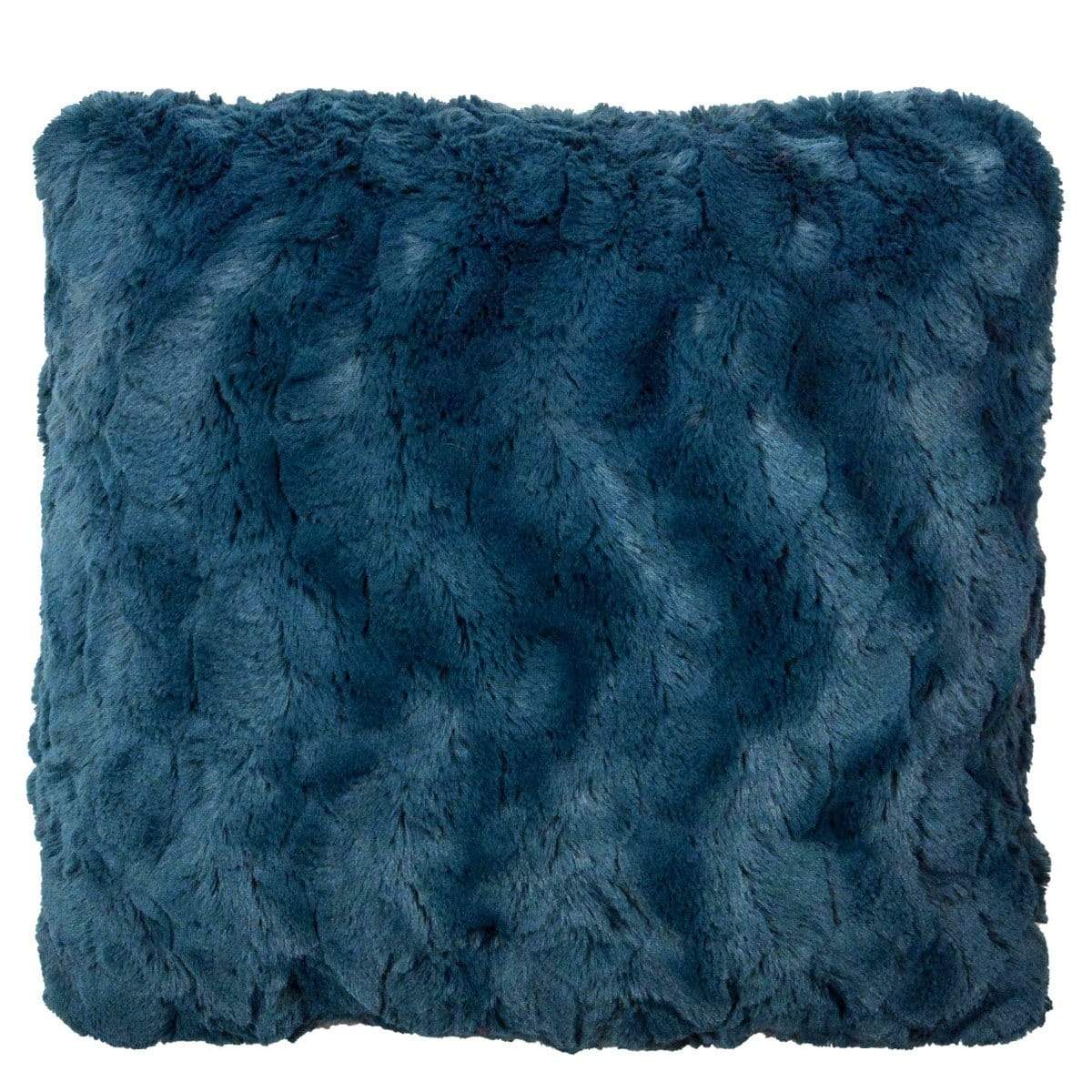  product shot of Pillow Shams in Peacock Pond | Luxury Faux Fur decorative pillow Blue | Handmade by Pandemonium Millinery