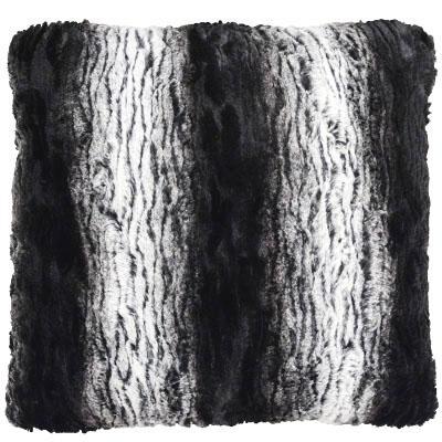Pillow Shams in Smouldering Sequoia stipes | Luxury Faux Fur decorative pillow lacks and Ivorys | Handmade by PandemoBnium Millinery Seattle, WA usa
