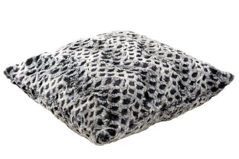 Pillow Sham in Snow Owl; Gray with hints of dark shadows | Luxury Faux Fur Designer decorative pillows | Handmade by Pandemonium Millinery Seattle, WA usa