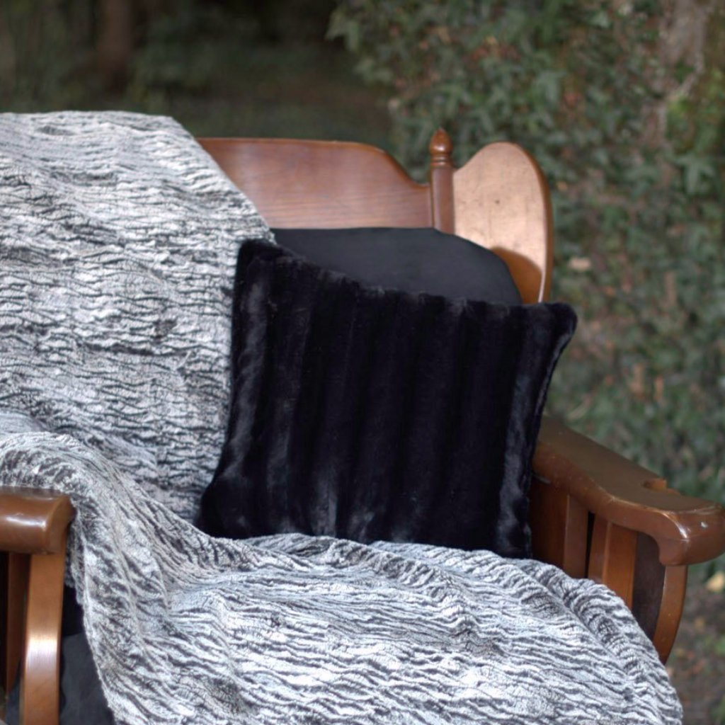 Pillow Sham - Minky Faux Fur 16" / Add Pillow Form / Minky Black Home decor Pandemonium Millinery