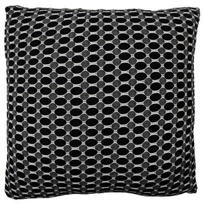 Pillow Sham in Solar Eclipse fun circular pattern | Luxury Faux Fur decorative pillow Blacks, grays and Ivory | Handmade by Pandemonium Millinery Seattle, WA usa