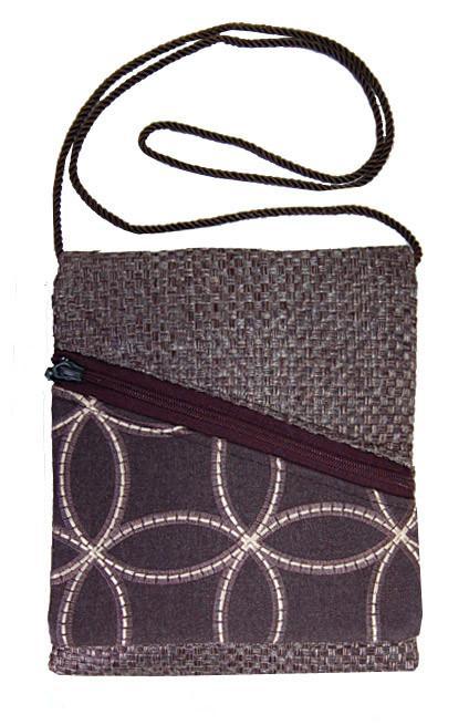 Prague Handbag | Interconnected in Java with Karma in Java Upholstery Fabric , Brown, Mocha | Handmade in USA | By Pandemonium Seattle