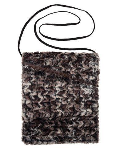 Prague Handbag | Calico Brown and Cream Faux Fur | handmade in USA by Pandemonium Seattle