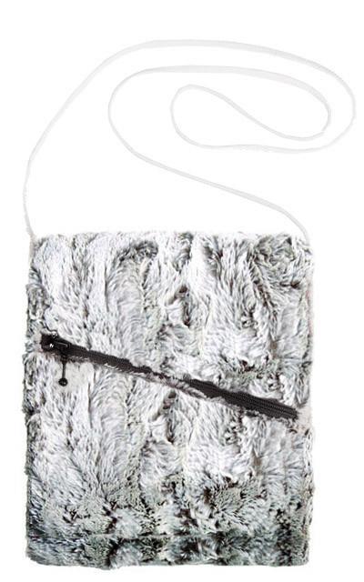 Prague Handbag | Khaki Faux Fur, Grayish Fabric | Handmade in USA | By Pandemonium Seattle