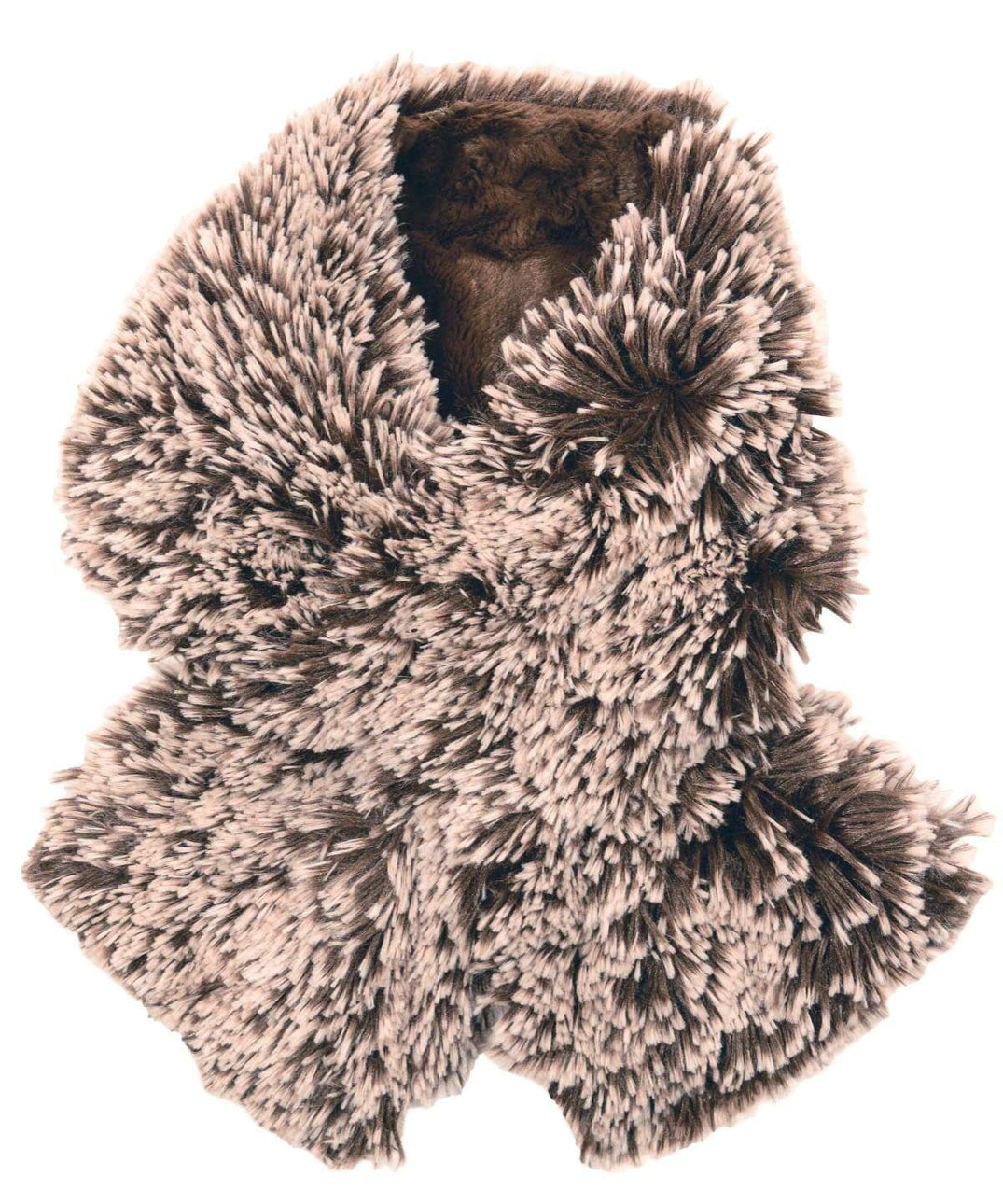 Pull-Thru Scarf | Silver Tipped Fox Faux Fur Brown | Handmade by Pandemonium Seattle USA