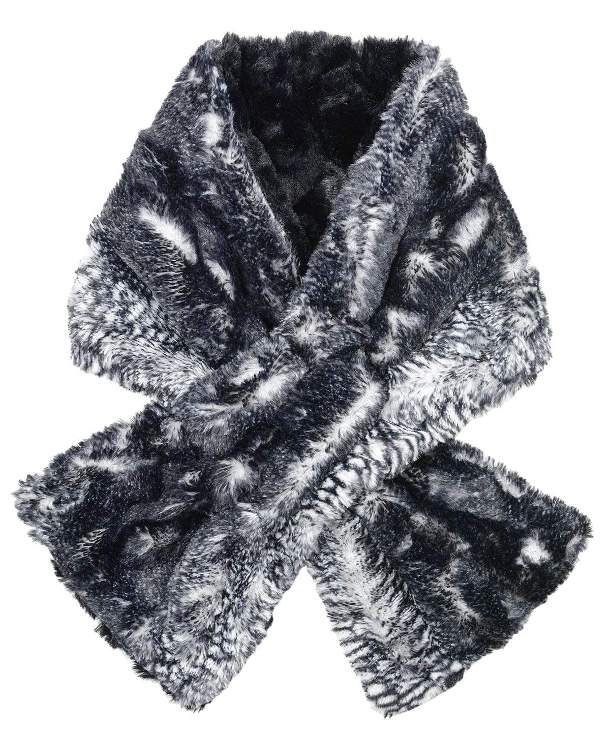 Pull Through Scarf in Black Mamba Luxury Faux Fur handmade in Seattle WA USA by Pandemonium Millinery