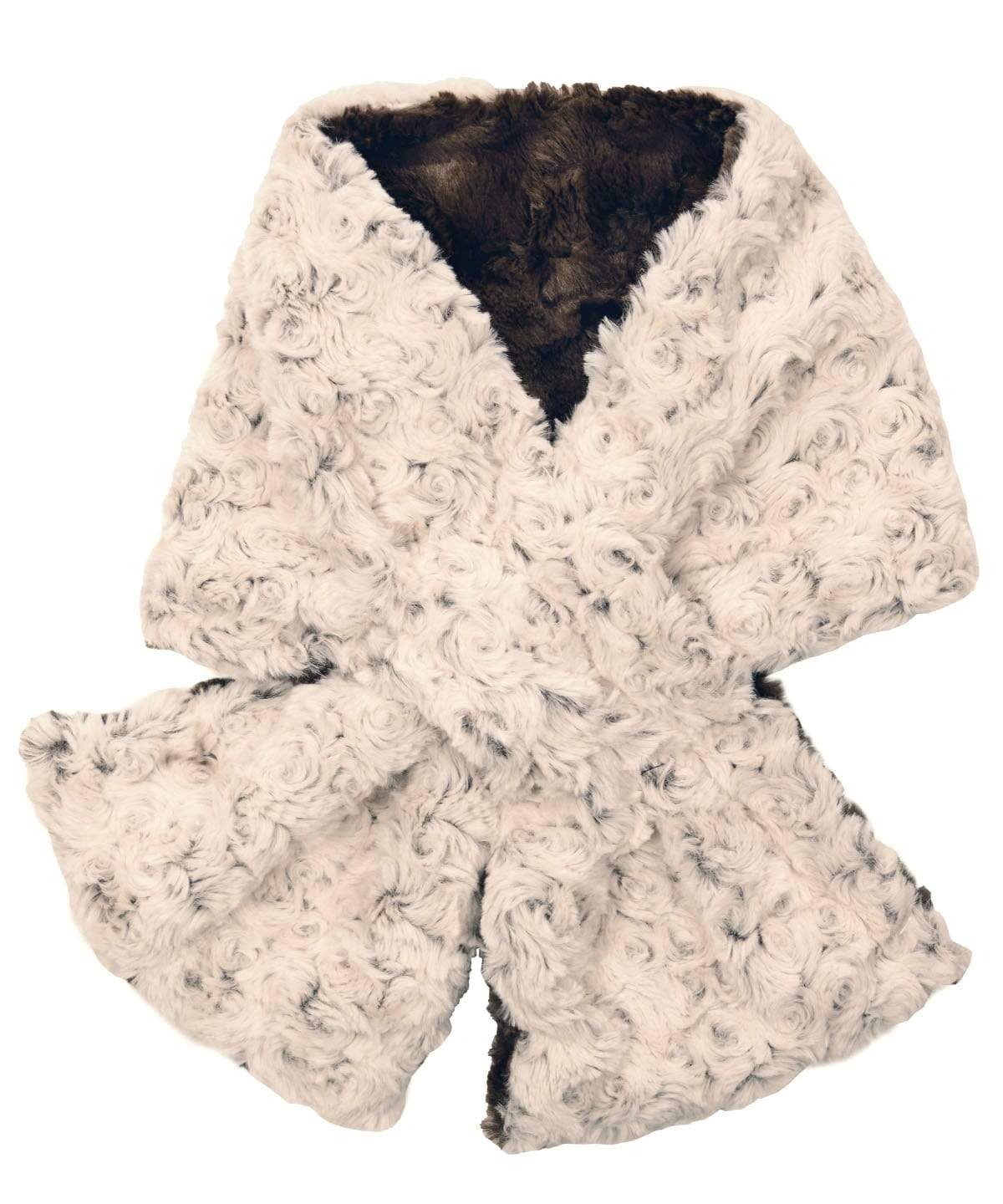 Pull Thru Scarf | Rosebud in Brown Faux  Fur | Handmade By Pandemonium Seattle