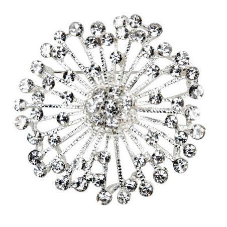 Rhinestone Brooch or Necklace Charm | Clear and Silver Medallion | from Pandemonium Millinery