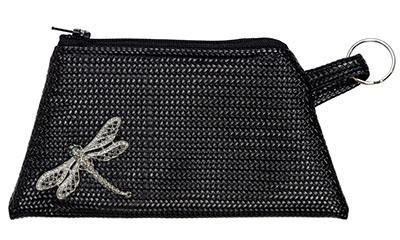 Rhinestone Brooch or Necklace Charm | Silver Dragonfly featured on a Cosmetic Bag| from Pandemonium Millinery