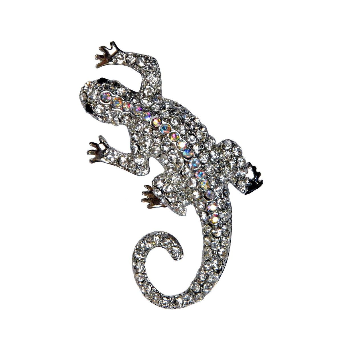 Rhinestone Brooch | Clear and Silver Lizard | from Pandemonium Millinery
