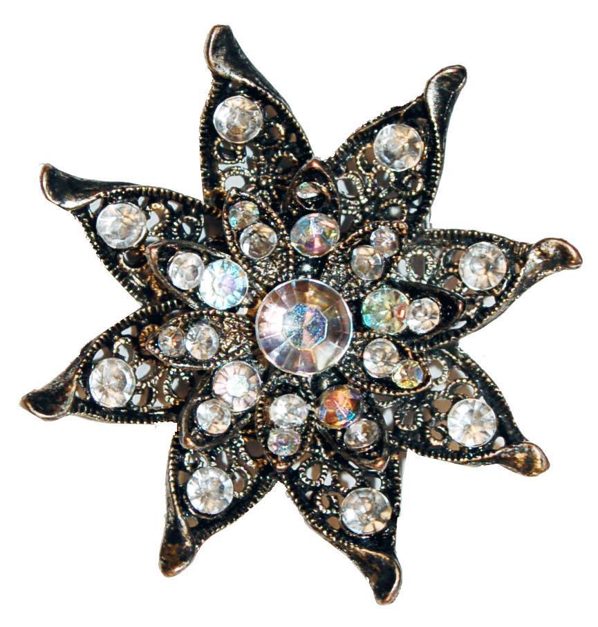 Rhinestone Brooch or Necklace Charm | Clear and Silver Star Medallion | from Pandemonium Millinery