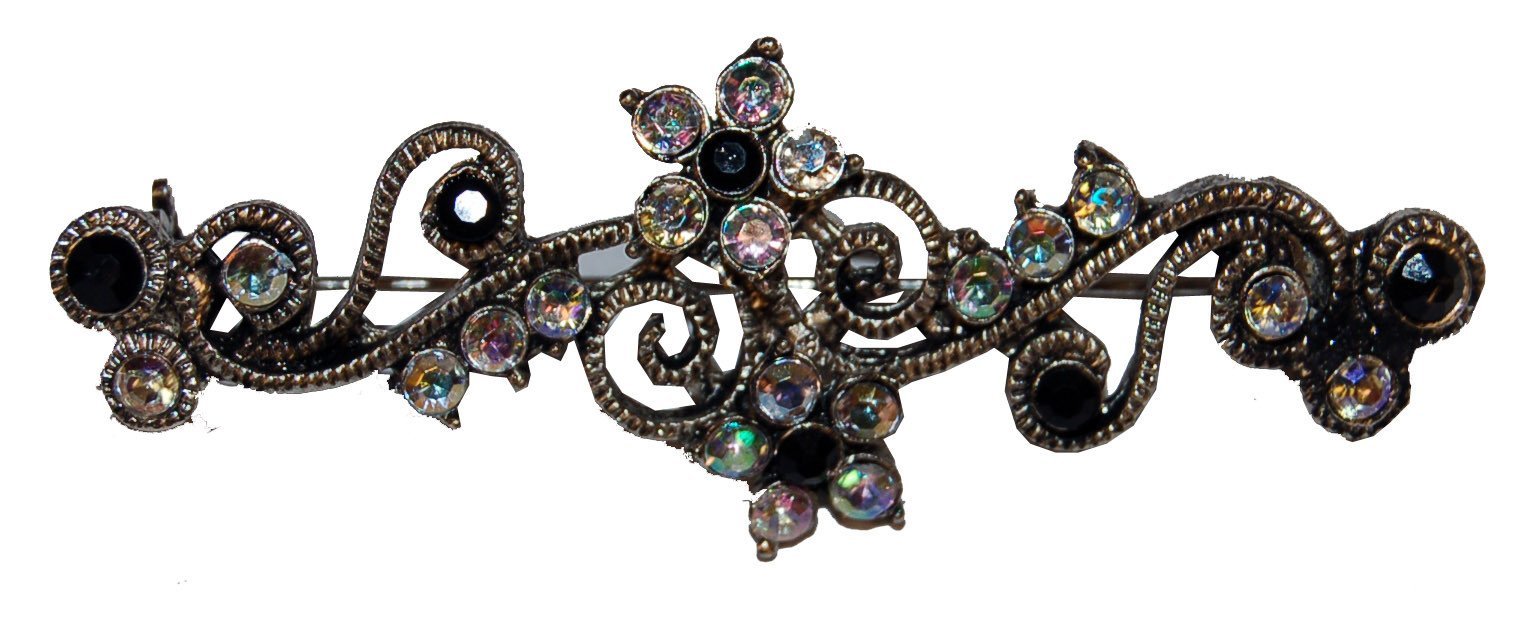 Rhinestone Iridescent and Black Bar Brooch | Rhinestone and Black from Pandemonium Millinery