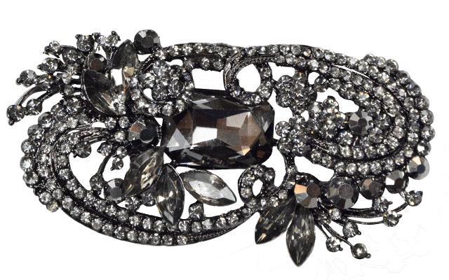 Rhinestone Brooch | Vignette in Gun Metal | Pandemonium Millinery