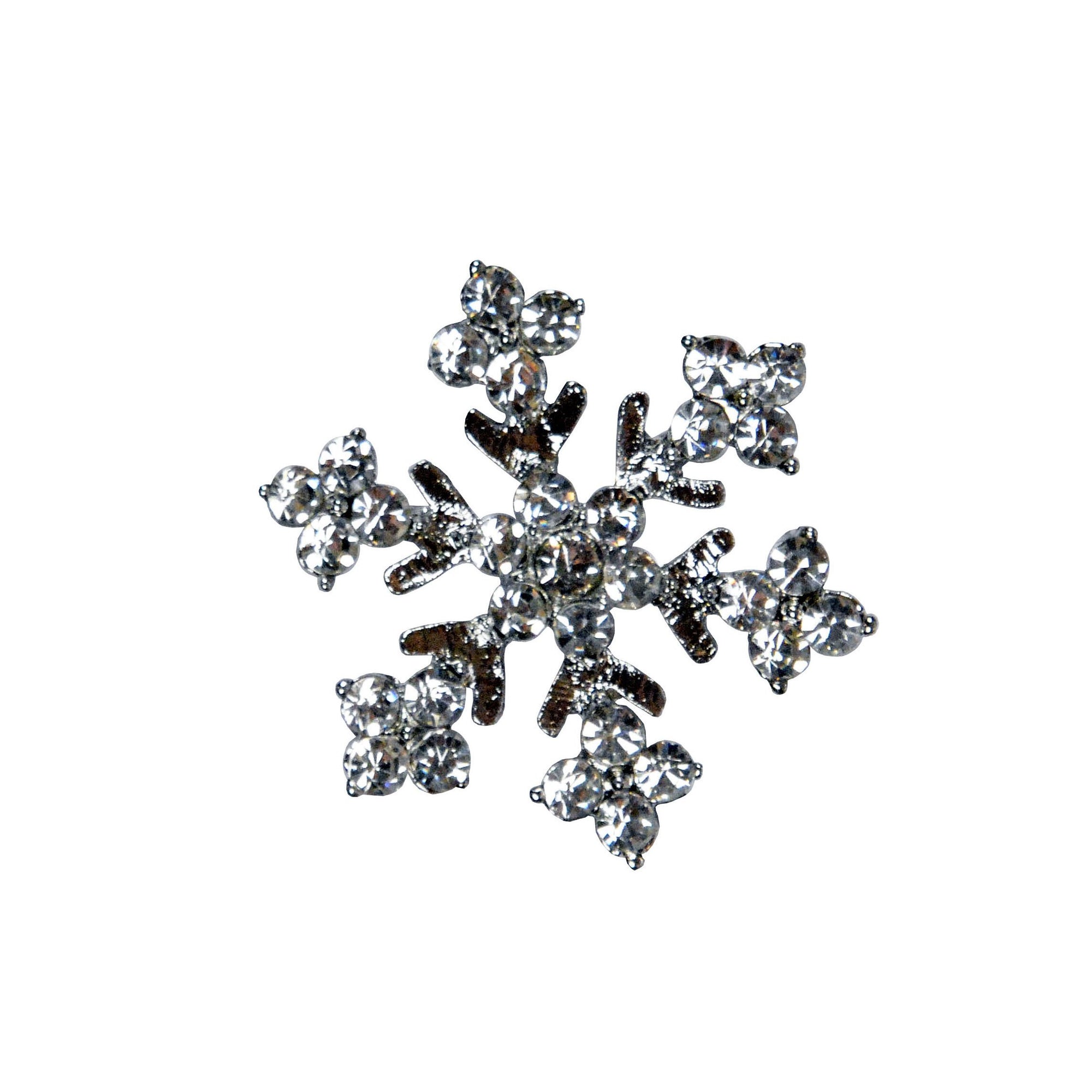 Rhinestone Brooch | Clear and Silver Large Snowflake | from Pandemonium Millinery