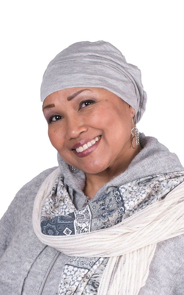 Woman modeling Rowdie Hat in Silvery Moon