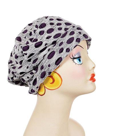 Rowdie Hat in Lunar Landing Reverse with Purple Haze Underlining handmade in Seattle, WA USA by Pandemonium Millinery