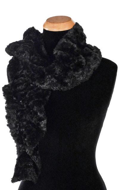 Scrunchy Scarf - Cuddly Faux Fur Black Scarves Pandemonium Millinery