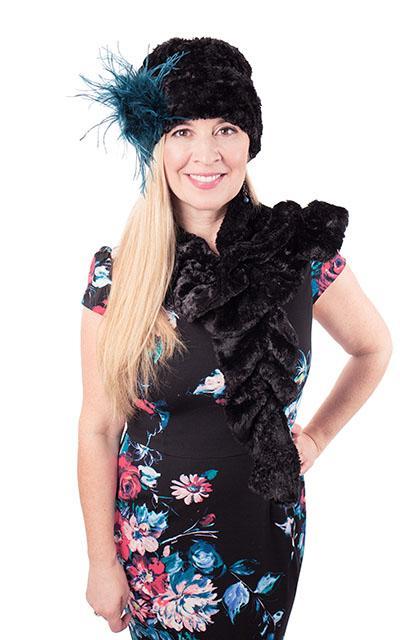 Scrunchy Scarf - Cuddly Faux Fur Black Scarves Pandemonium Millinery