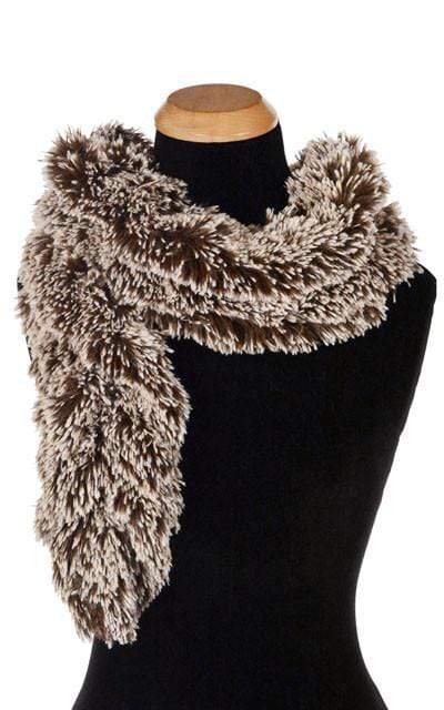 Scrunchy Scarf | Brown Silver Tipped Fox Faux Fur | handmade in Seattle, WA by Pandemonium Millinery USA