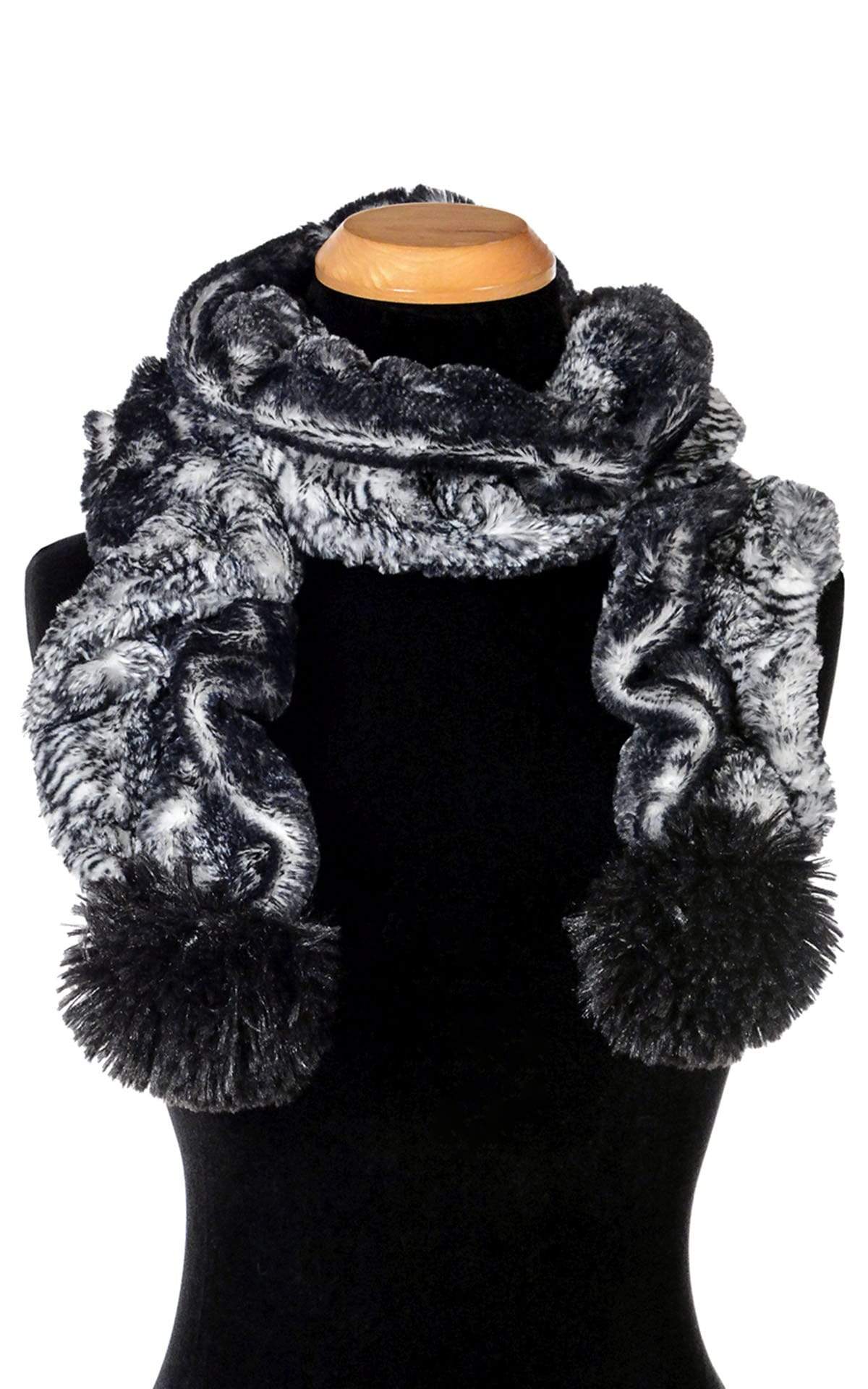 Scrunchy Scarf - Luxury Faux Fur in Black Mamba