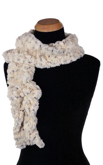 Women’s Scrunchy Scarf | Rosebud in Brown Faux Fur Tan and Chocolate | Handmade in Seattle WA | Pandemonium Millinery