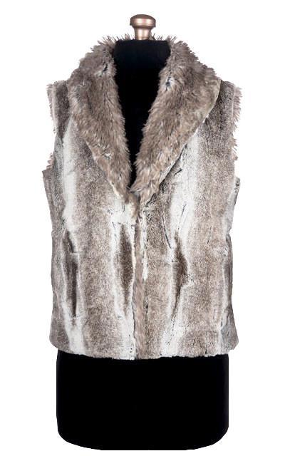 Shawl Collar Vest | Birch Brown and Ivory Faux Fur with Arctic  Fox Long Hair  | Pandemonium Millinery | Seattle WA USA