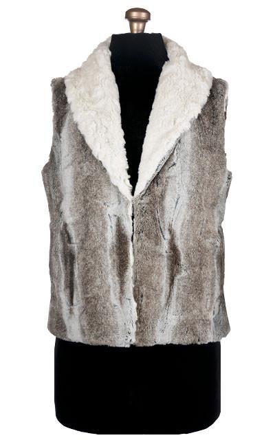 Shawl Collar Vest | Birch Brown and Ivory Faux Fur with Cuddly Ivory | Handmade In Seattle WA | Pandemonium Millinery