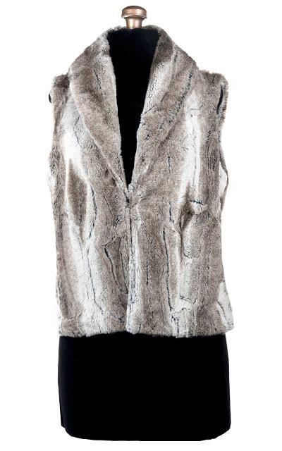 Shawl Collar Vest | Birch Brown and Cream Faux Fur | Handmade In Seattle WA | Pandemonium Millinery
