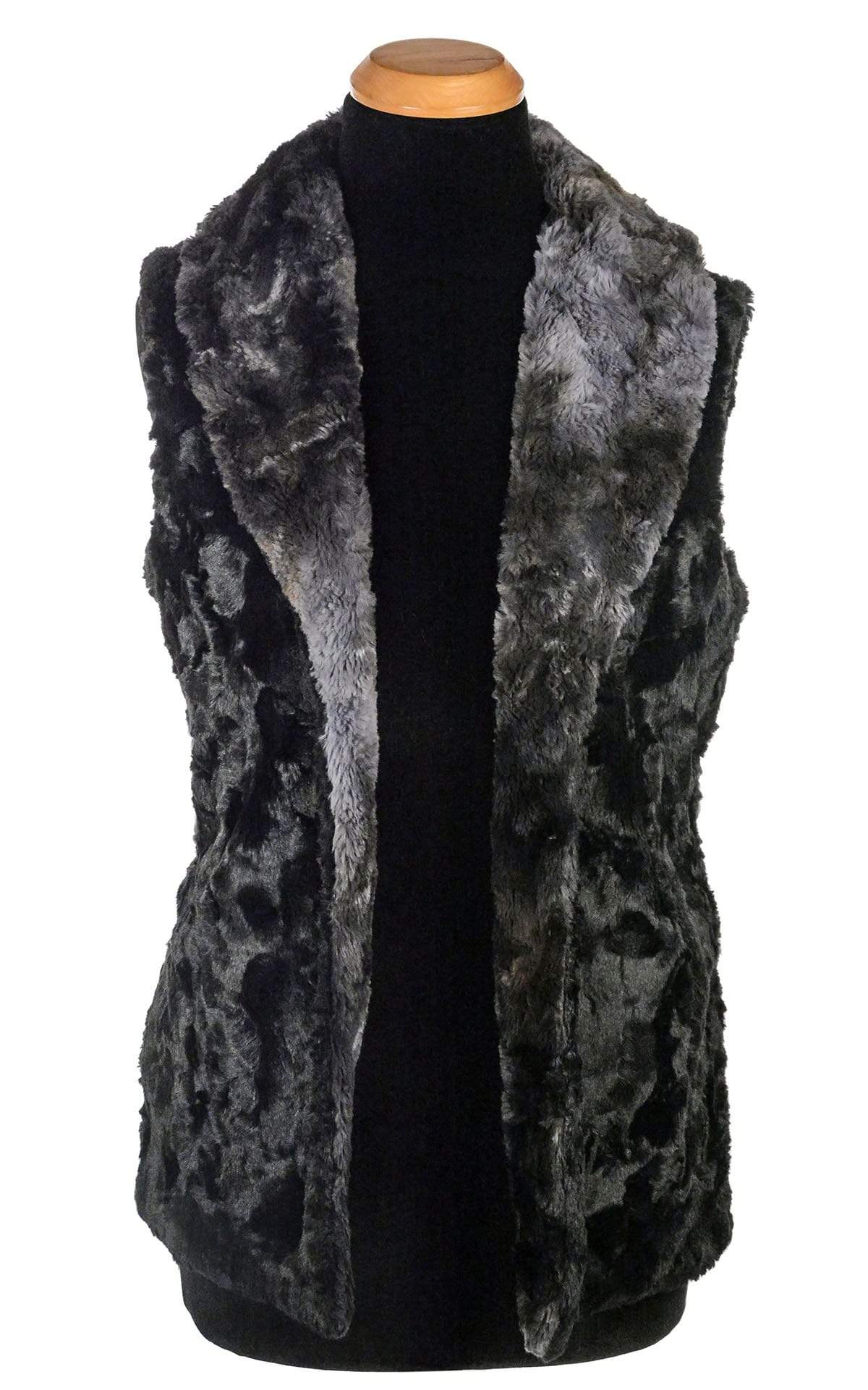Reversed Shawl Collar Vest in Highland Skye Faux Fur Handmade By Pandemonium Seattle USA