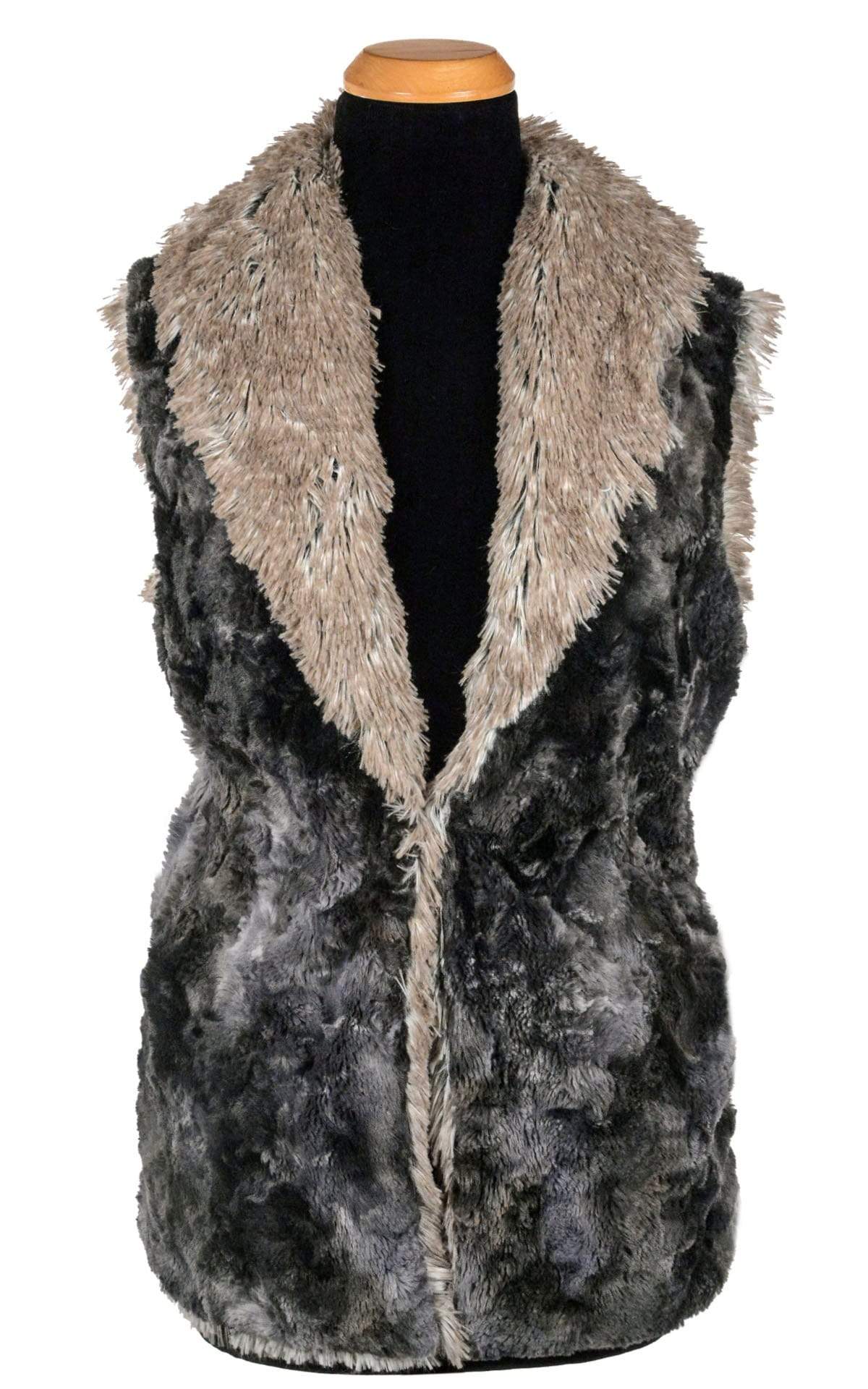Vest in Highland Skye Faux Fur lined Arctic Fox Handmade By Pandemonium Seattle USA