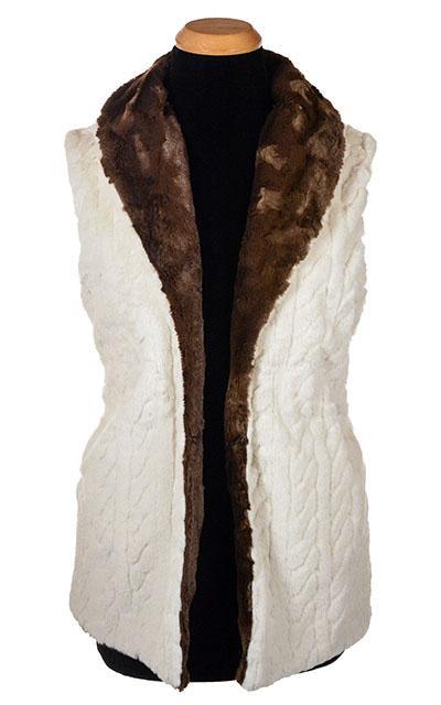 Shawl Collar Vest - Luxury Faux Fur in Marshmallow Twist with Cuddly Fur in Chocolate (Sold Out!)