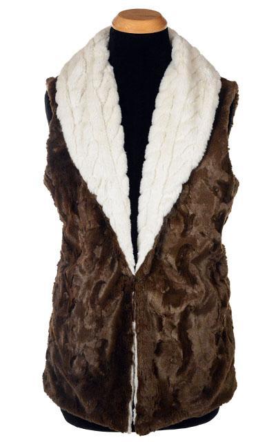 Shawl Collar Vest - Luxury Faux Fur in Marshmallow Twist with Cuddly Fur in Chocolate (Sold Out!)