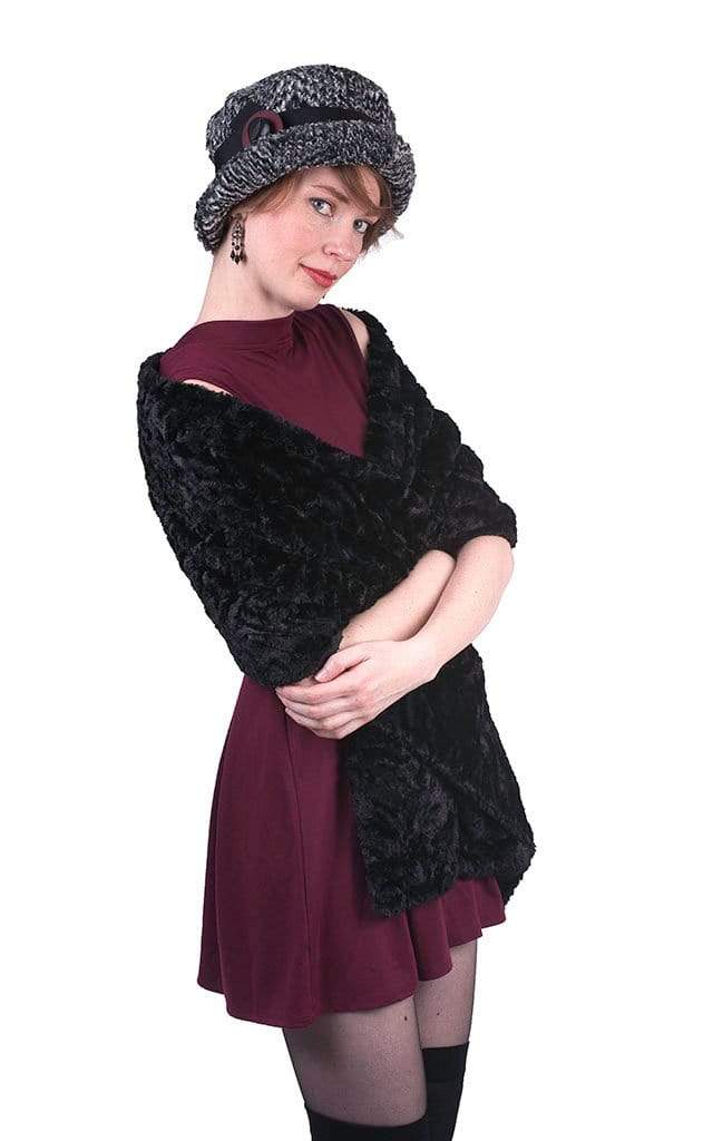 Cuddly Sand | Luxury Faux Fur Stole Wrap on Model | Pandemonium Millinery