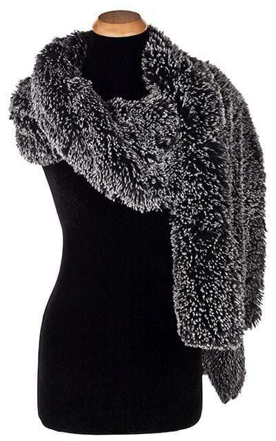 Stole | Black Silver Tipped Fox Faux Fur | handmade in Seattle, WA by Pandemonium Millinery USA