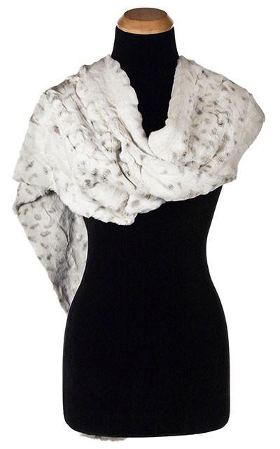 Stole | Winter Frost , White with hints of Black Faux Fur | By Pandemonium Millinery | Seattle WA USA