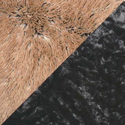 Combination swatch of Red Fox and Cuddly Faux Fur in Black | Available for a Sweater Top and contrasting Faux Fur Collar | Handmade in the USA | Pandemonium Seattle