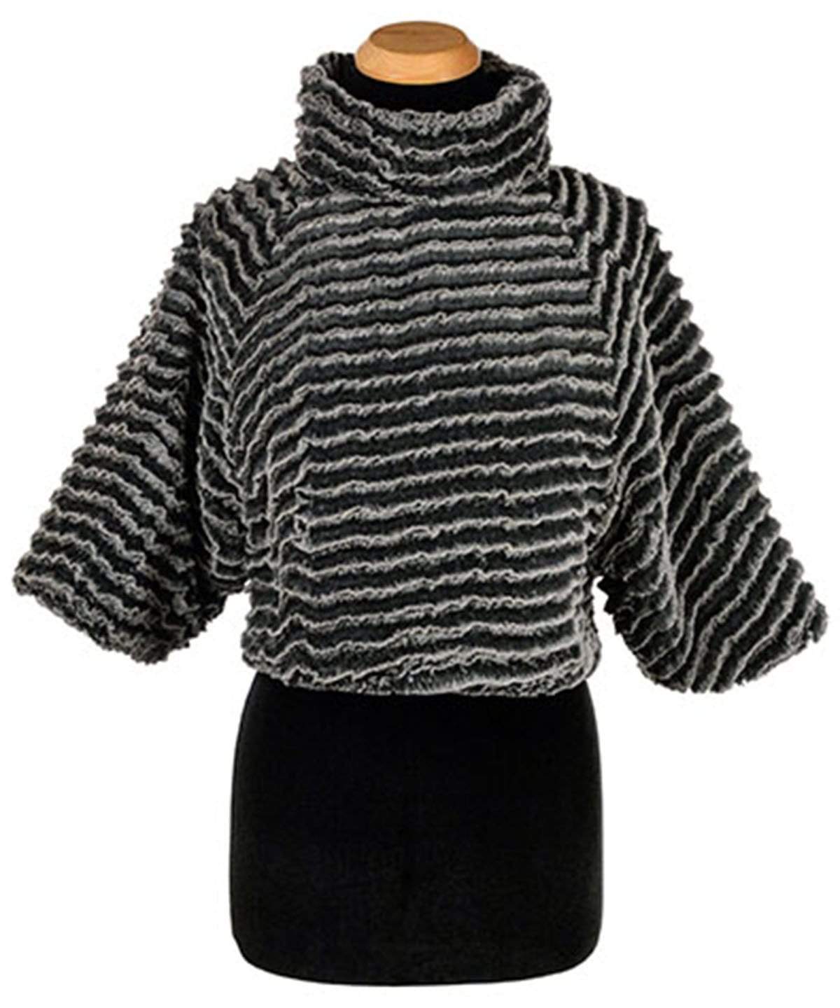 Sweater Top shown on a Mannequin  | Desert Sand in Charcoal Faux Fur | Handmade By Pandemonium Millinery |  Seattle WA USA