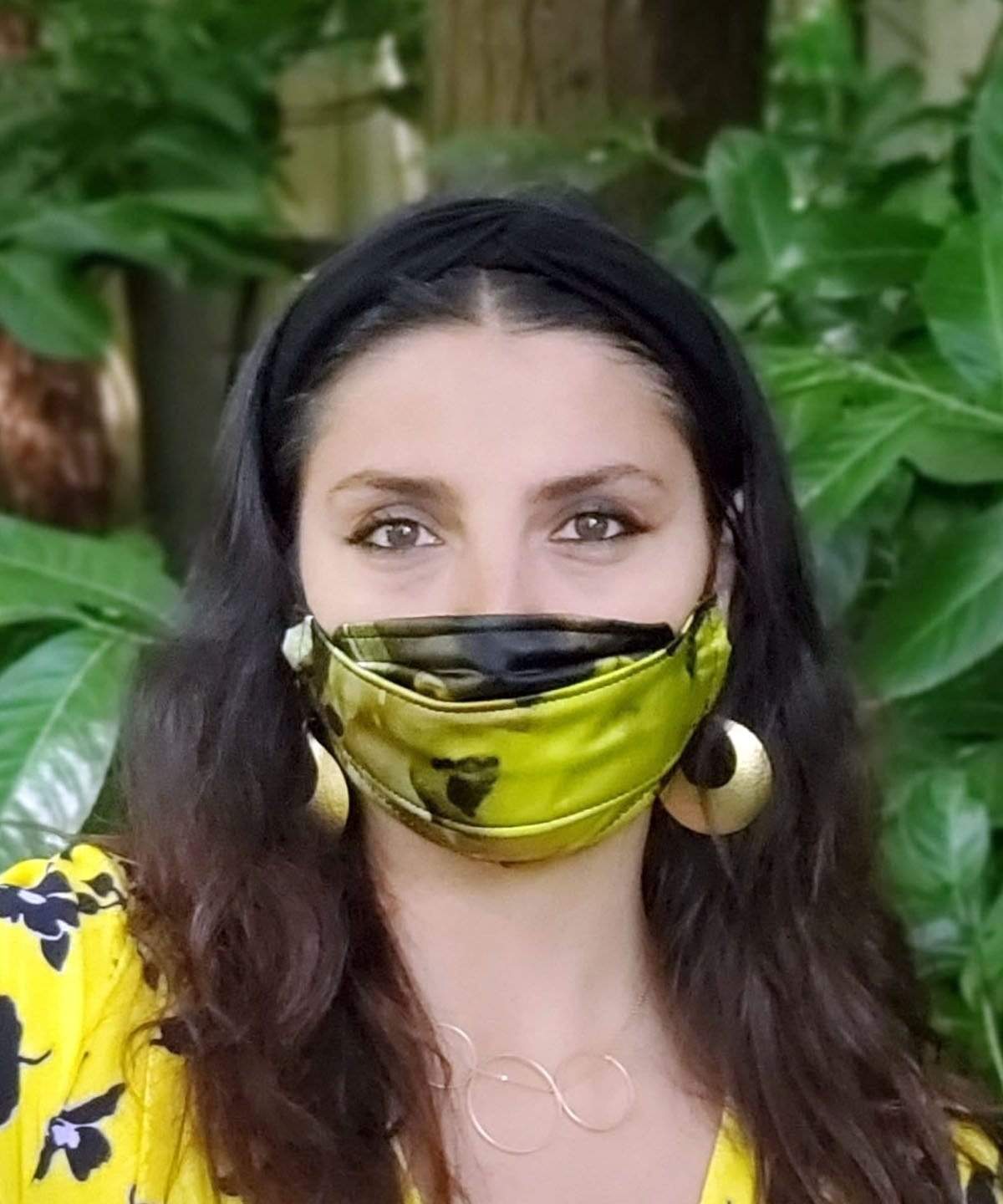 Women's Box Style Face Mask in Masquerade Fiesta Silk | Handmade in Seattle WA | Pandemonium Millinery