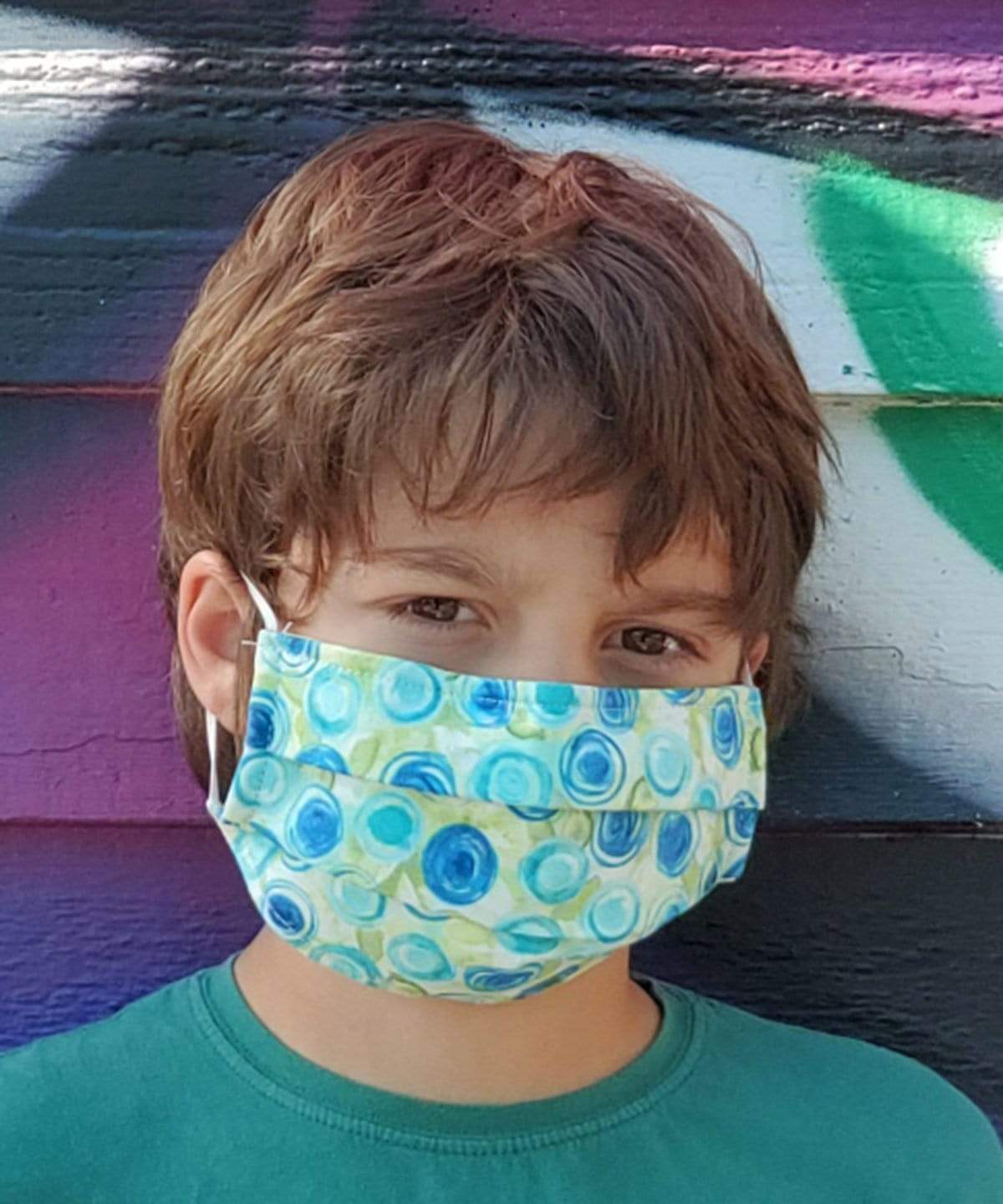 Pandemonium Millinery The Civvy Face Mask (Boy's Basic Pleated) Model Shot - Seattle Rain