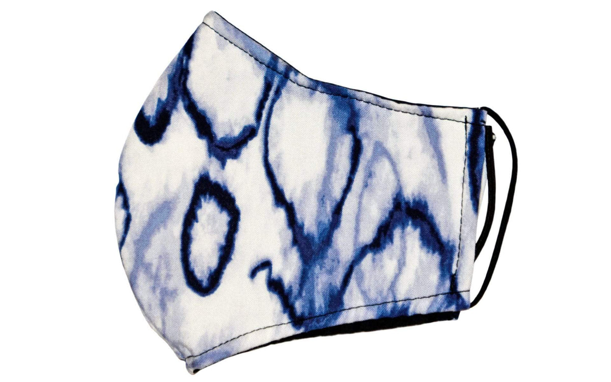 Pandemonium Millinery The Civvy Face Mask (Large-Cone) - Blue Crystal Raindrops