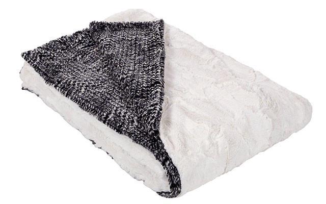 Cozy Cable in Ash and Cuddly Ivory | Luxury Faux Fur Throws | Pandemonium Millinery