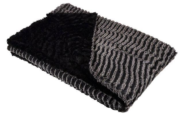 Desert Sand in Charcoal & Black | Luxury Faux Fur Throws | Pandemonium Millinery