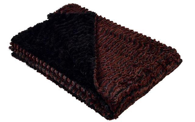Desert Sand in Crimson & Black | Luxury Faux Fur Throws | Pandemonium Millinery