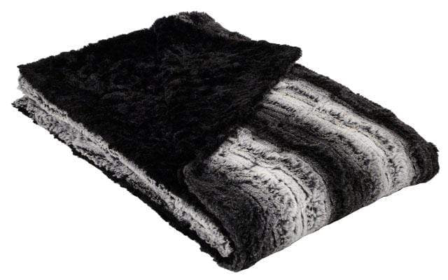 Throw Luxury Faux Fur in Smoldering Sequoia with Cuddly Black Faux Fur by Pandemonium 