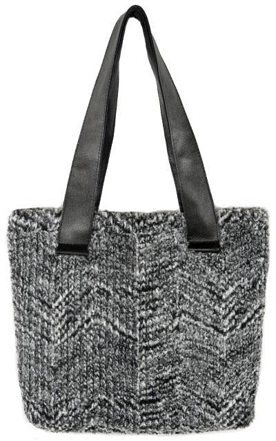 Tokyo Tote - Cozy Cable in Ash Faux Fur (One with Faux Suede Handles Left!)