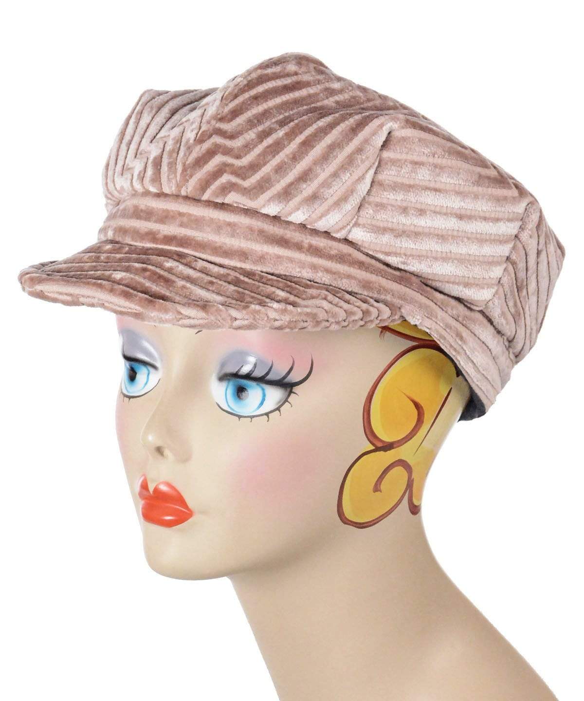 Pandemonium Millinery | Valerie Cap Style | Chenille in Cherry Blossom Upholstery Fabric| No Band | Handmade in Seattle WA USA