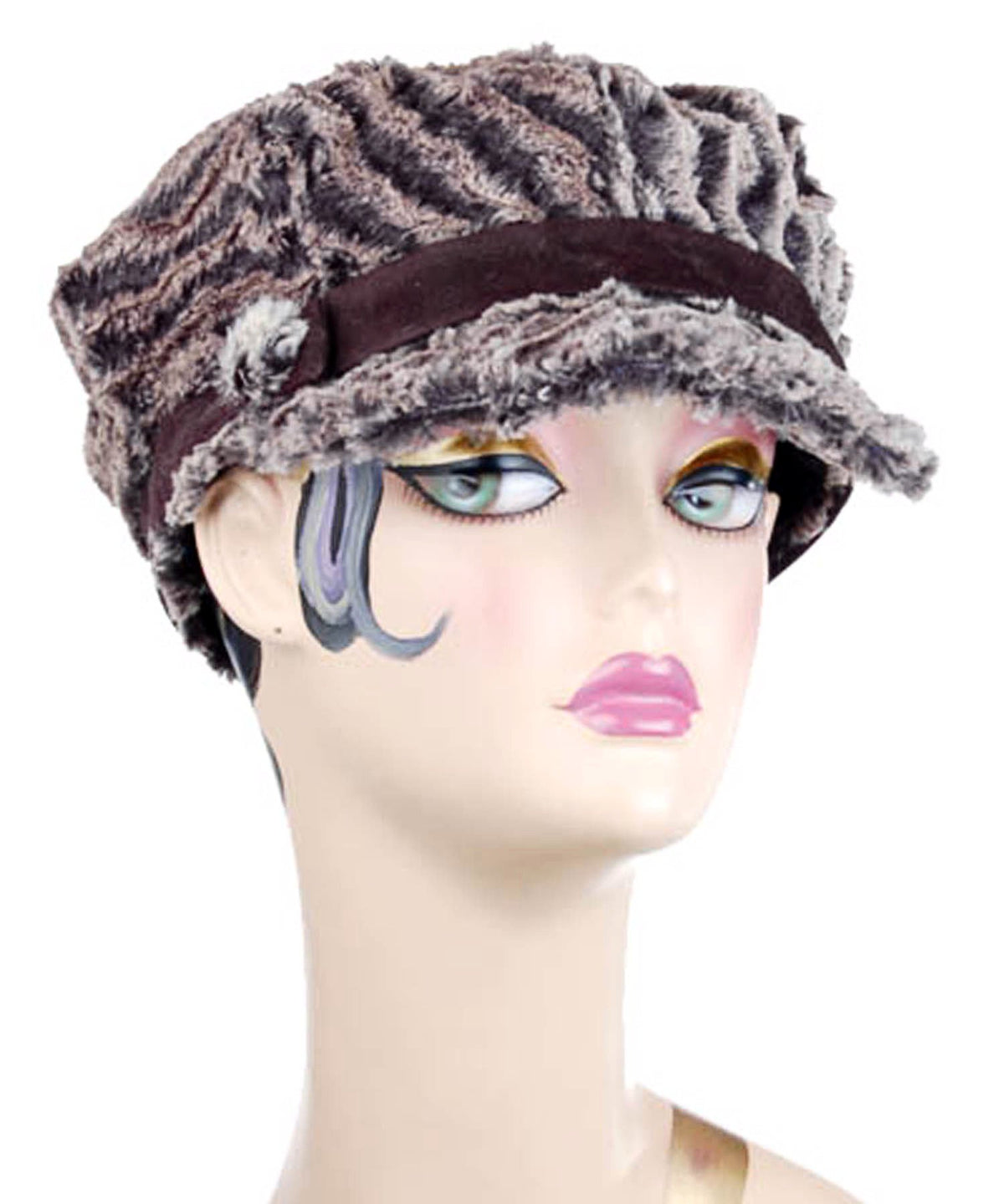 Valerie Hat Desert Sand in Charcoal with Band and matching Button by Pandemonium Millinery. Handmade in Seattle WA USA.