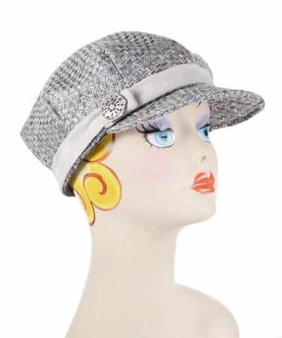 Valerie Cap Style Hat with Faux Suede Band | Frozen Tundra  Upholstery | Handmade by Pandemonium Millinery | Seattle WA
