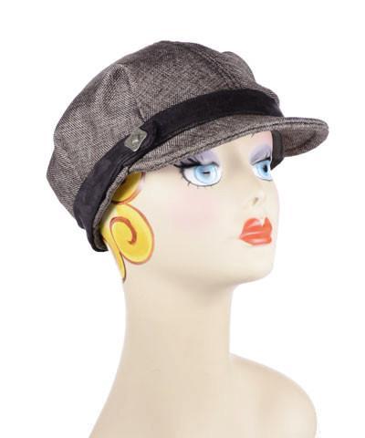 Woman modeling Valerie Cap in Origin | Handmade by Pandemonium Seattle.